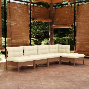 ARDEBO.de - 5-tlg. Garten-Lounge-Set mit Kissen Honigbraun Kiefernholz