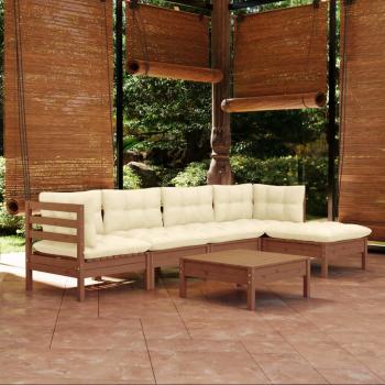 ARDEBO.de - 6-tlg. Garten-Lounge-Set mit Kissen Honigbraun Kiefernholz