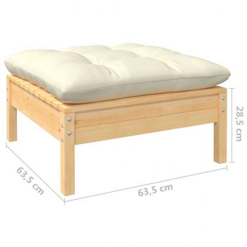 11-tlg. Garten-Lounge-Set mit Creme Kissen Massivholz Kiefer