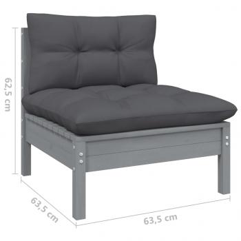 9-tlg. Garten-Lounge-Set mit Kissen Schwarz Massivholz Kiefer