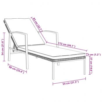 Sonnenliege mit Auflage Poly Rattan Grau