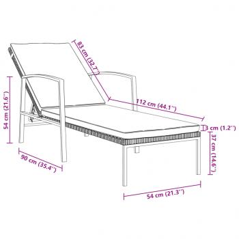 Sonnenliegen 2 Stk. mit Tisch Poly Rattan Grau