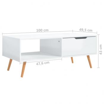 Couchtisch Hochglanz-Weiß 100x49,5x43 cm Holzwerkstoff