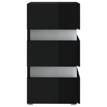 LED-Nachttisch Hochglanz-Schwarz 45x35x67 cm Holzwerkstoff