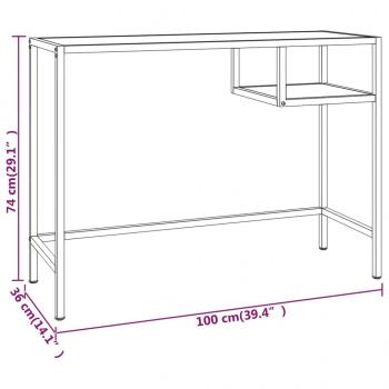 Computertisch Weiß und Golden 100x36x74 cm Glas