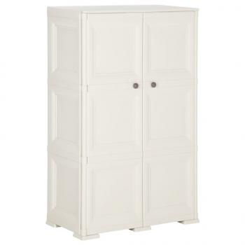 ARDEBO.de - Kunststoffschrank 79x43x125 cm Holzdesign Angora-Weiß