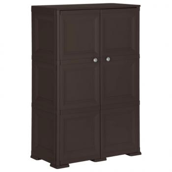 ARDEBO.de - Kunststoffschrank 79x43x125 cm Holzdesign Braun