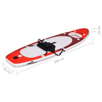 SUP-Board-Set Aufblasbar Rot 300x76x10 cm