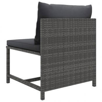 4-tlg. Garten-Lounge-Set mit Kissen Poly Rattan Grau