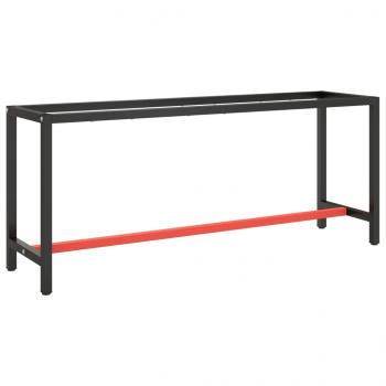 ARDEBO.de - Werkbankgestell Mattschwarz und Mattrot 190x50x79 cm Metall