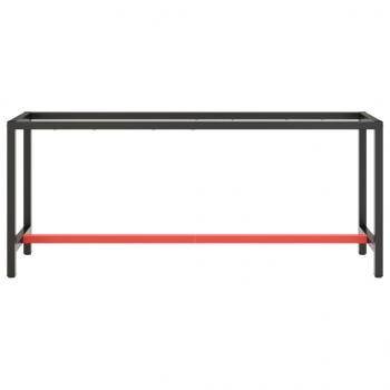 Werkbankgestell Mattschwarz und Mattrot 190x50x79 cm Metall