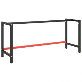 ARDEBO.de - Werkbankgestell Mattschwarz und Mattrot 180x57x79 cm Metall