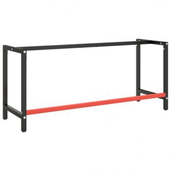 Werkbankgestell Mattschwarz und Mattrot 180x57x79 cm Metall