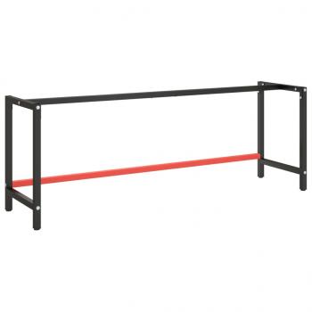 ARDEBO.de - Werkbankgestell Mattschwarz und Mattrot 220x57x79 cm Metall