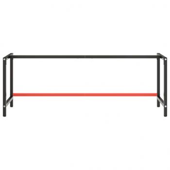 Werkbankgestell Mattschwarz und Mattrot 220x57x79 cm Metall