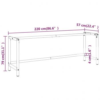 Werkbankgestell Mattschwarz und Mattrot 220x57x79 cm Metall