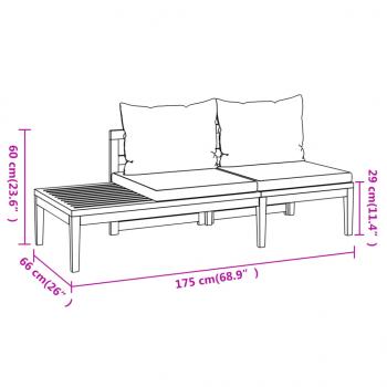 3-tlg. Garten-Lounge-Set mit Cremeweißen Kissen Massivholz Akazie