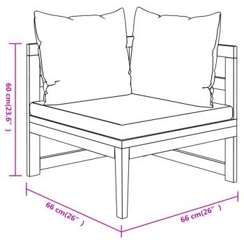 4-tlg. Garten-Lounge-Set mit Cremeweißen Kissen Akazienholz