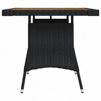 Gartentisch Schwarz 70x70x72 cm Poly Rattan & Massivholz Akazie