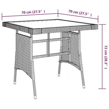 Gartentisch Schwarz 70x70x72 cm Poly Rattan & Massivholz Akazie