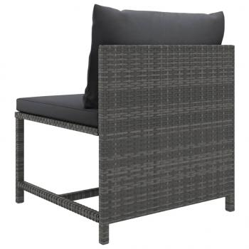 5-tlg. Garten-Lounge-Set mit Kissen Poly Rattan Grau