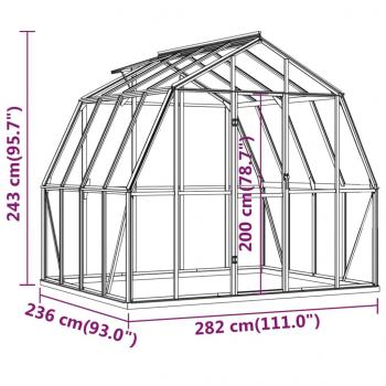 Gewächshaus mit Fundamentrahmen Anthrazit 6,43 m² Aluminimum