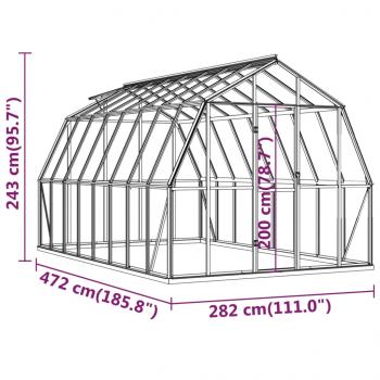 Gewächshaus mit Fundamentrahmen Anthrazit 12,63 m² Aluminimum