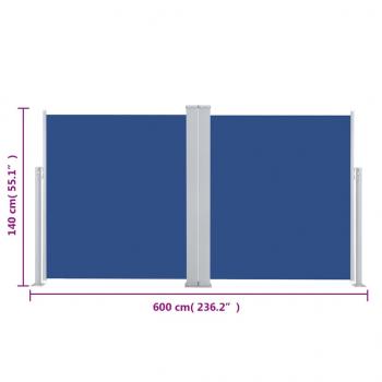 Seitenmarkise Ausziehbar Blau 140x600 cm