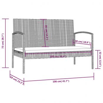 16-tlg. Garten-Lounge-Set mit Auflagen Poly Rattan Schwarz