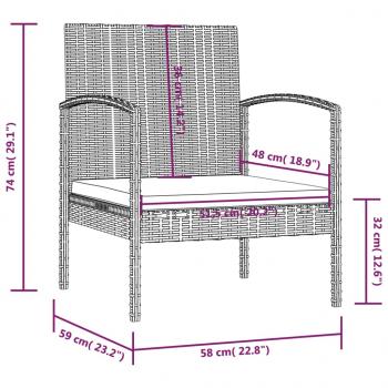 8-tlg. Garten-Lounge-Set mit Auflagen Poly Rattan Braun