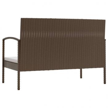 8-tlg. Garten-Lounge-Set mit Auflagen Poly Rattan Braun