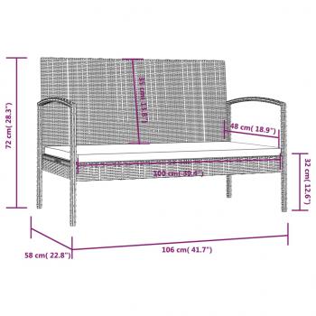 8-tlg. Garten-Lounge-Set mit Auflagen Poly Rattan Grau