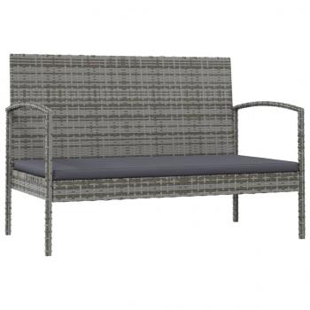 8-tlg. Garten-Lounge-Set mit Auflagen Poly Rattan Grau