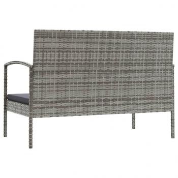 8-tlg. Garten-Lounge-Set mit Auflagen Poly Rattan Grau