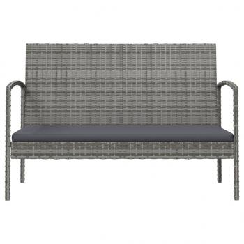 16-tlg. Garten-Lounge-Set mit Auflagen Poly Rattan Grau