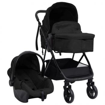 ARDEBO.de - 3-in-1 Kinderwagen Anthrazit und Schwarz Stahl