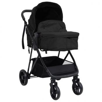 3-in-1 Kinderwagen Anthrazit und Schwarz Stahl