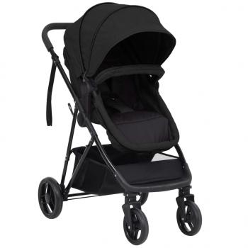 3-in-1 Kinderwagen Anthrazit und Schwarz Stahl