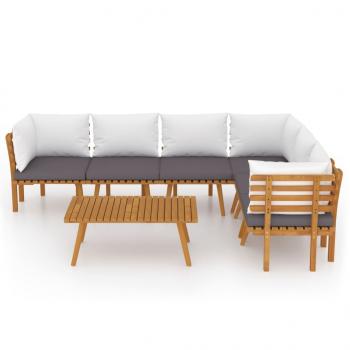 7-tlg. Garten-Lounge-Set mit Kissen Massivholz Akazie