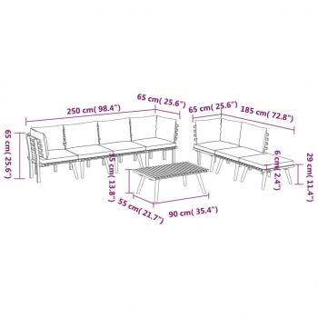 8-tlg. Garten-Lounge-Set mit Kissen Massivholz Akazie