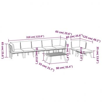 8-tlg. Garten-Lounge-Set mit Kissen Massivholz Akazie