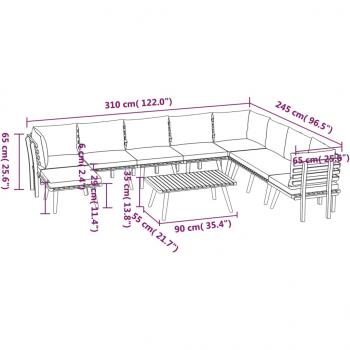 9-tlg. Garten-Lounge-Set mit Kissen Massivholz Akazie