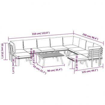 11-tlg. Garten-Lounge-Set mit Kissen Massivholz Akazie