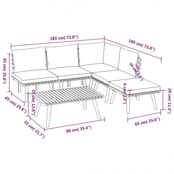 6-tlg. Garten-Lounge-Set mit Kissen Massivholz Akazie