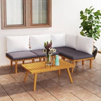 ARDEBO.de - 5-tlg. Garten-Lounge-Set mit Kissen Massivholz Akazie