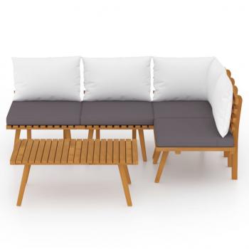 5-tlg. Garten-Lounge-Set mit Kissen Massivholz Akazie