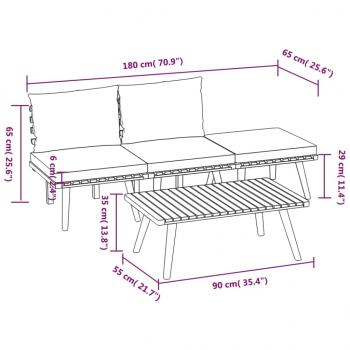 4-tlg. Garten-Lounge-Set mit Kissen Massivholz Akazie