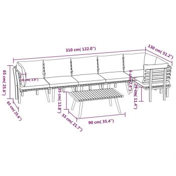 7-tlg. Garten-Lounge-Set mit Kissen Massivholz Akazie