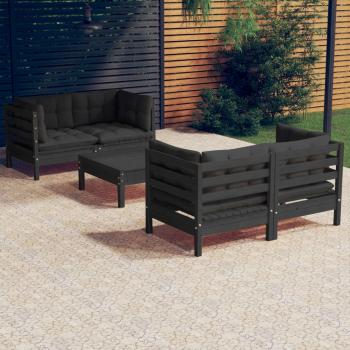 ARDEBO.de - 5-tlg. Garten-Lounge-Set mit Anthrazit Kissen Kiefernholz