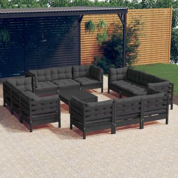 ARDEBO.de - 13-tlg. Garten-Lounge-Set mit Anthrazit Kissen Kiefernholz